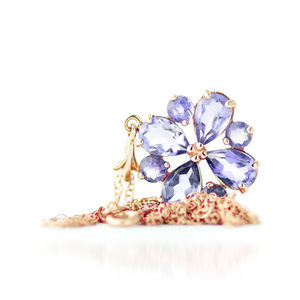 14K. SOLID GOLD NECKLACE WITH NATURAL TANZANITES (Rose Gold)